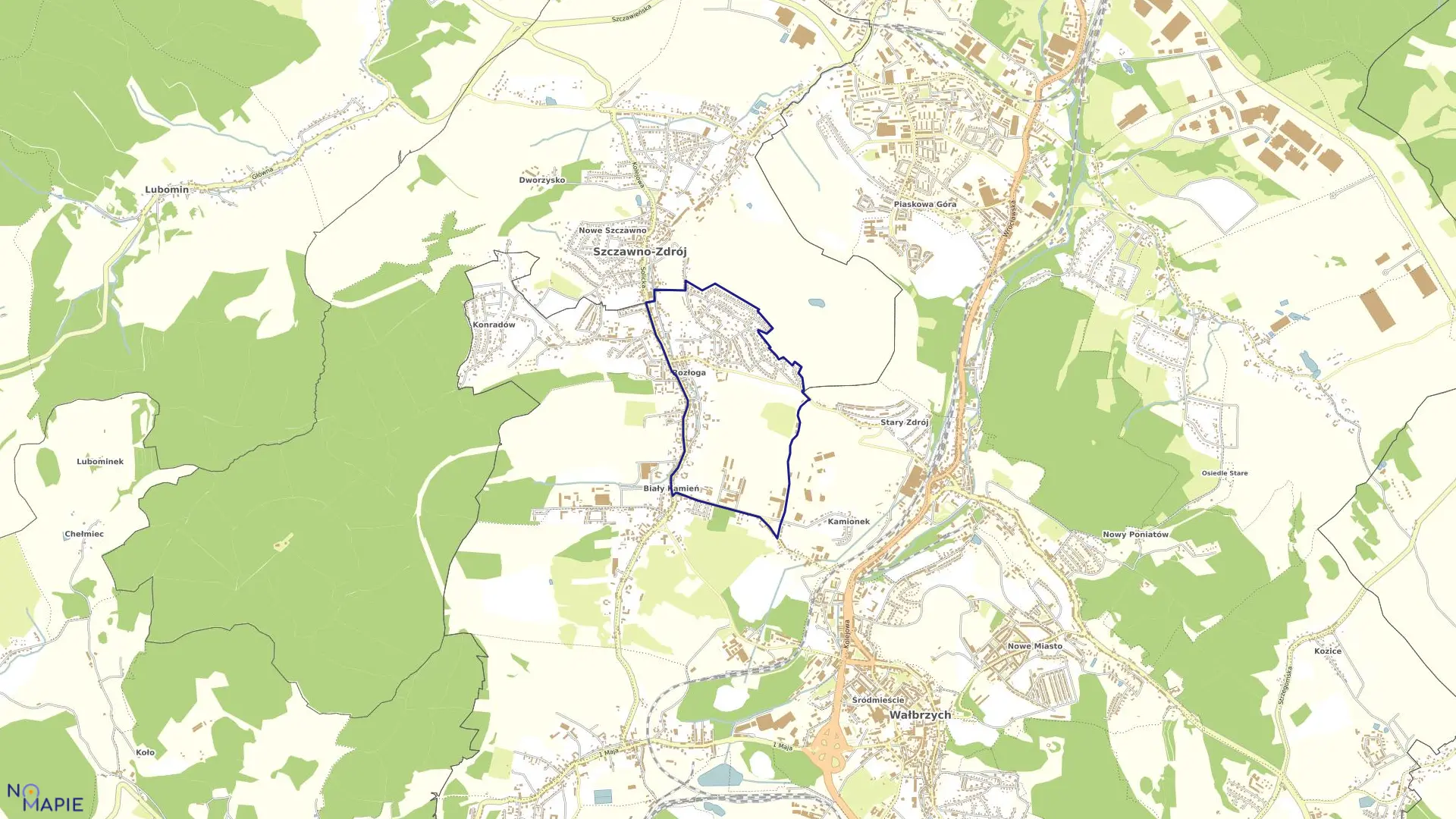 Mapa obrębu BIAŁY KAMIEŃ NR 14 w mieście Wałbrzych