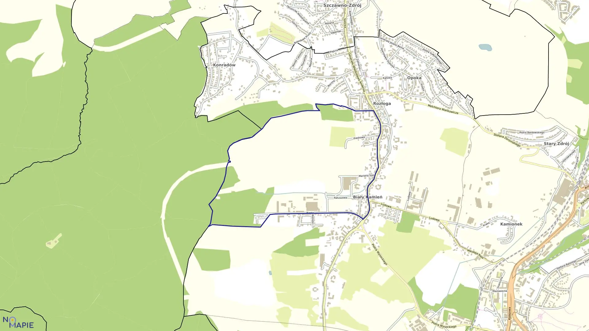 Mapa obrębu BIAŁY KAMIEŃ NR 16 w mieście Wałbrzych