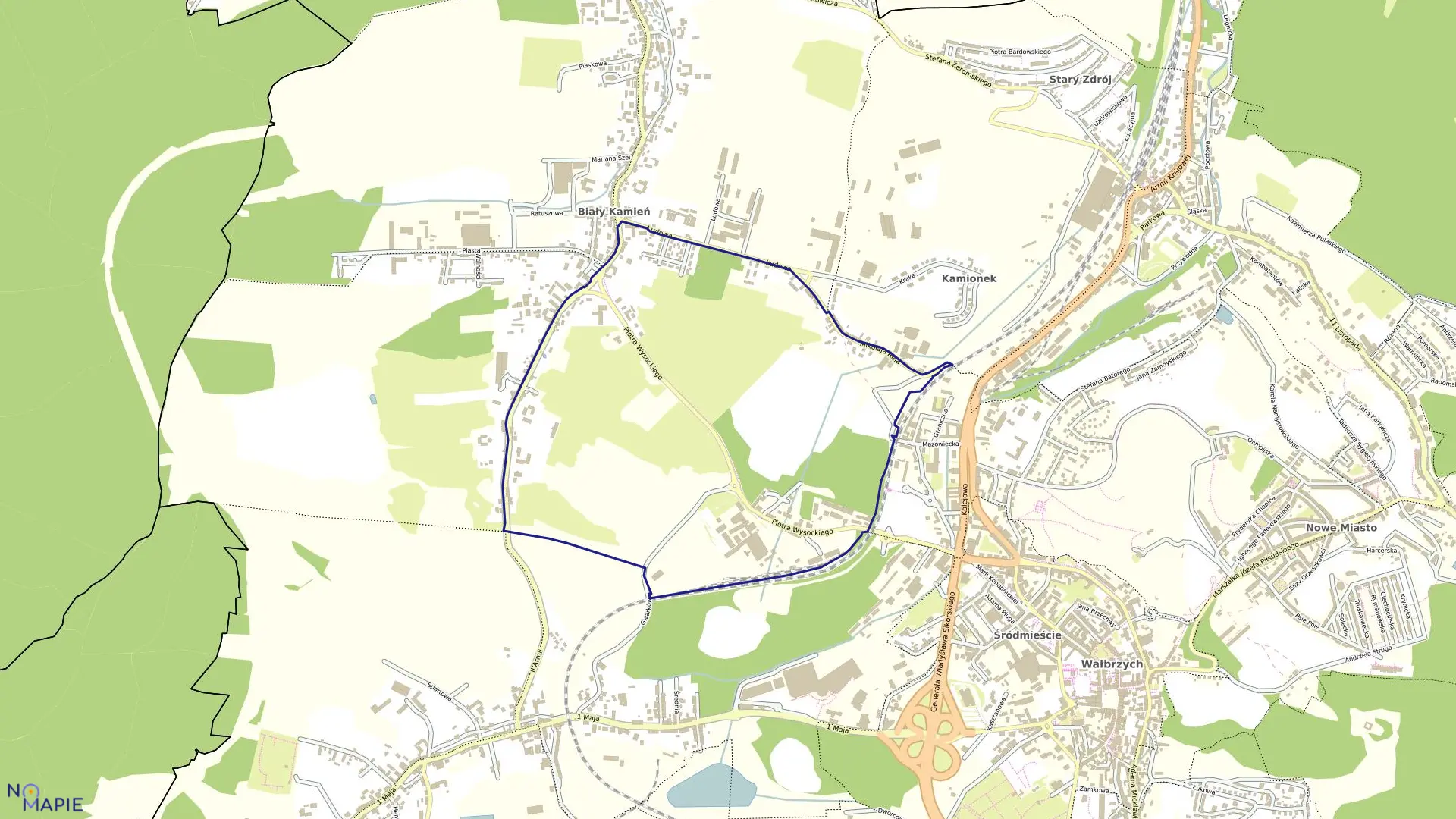 Mapa obrębu BIAŁY KAMIEŃ NR 18 w mieście Wałbrzych