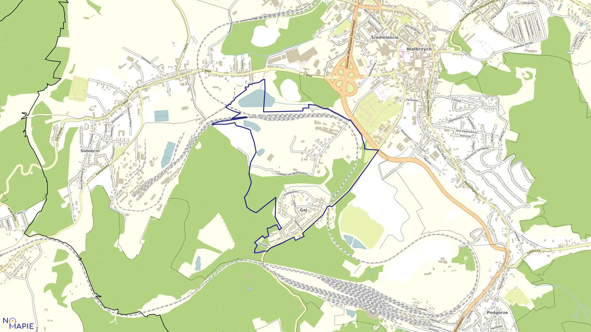 Mapa obrębu GAJ NR 32 w mieście Wałbrzych