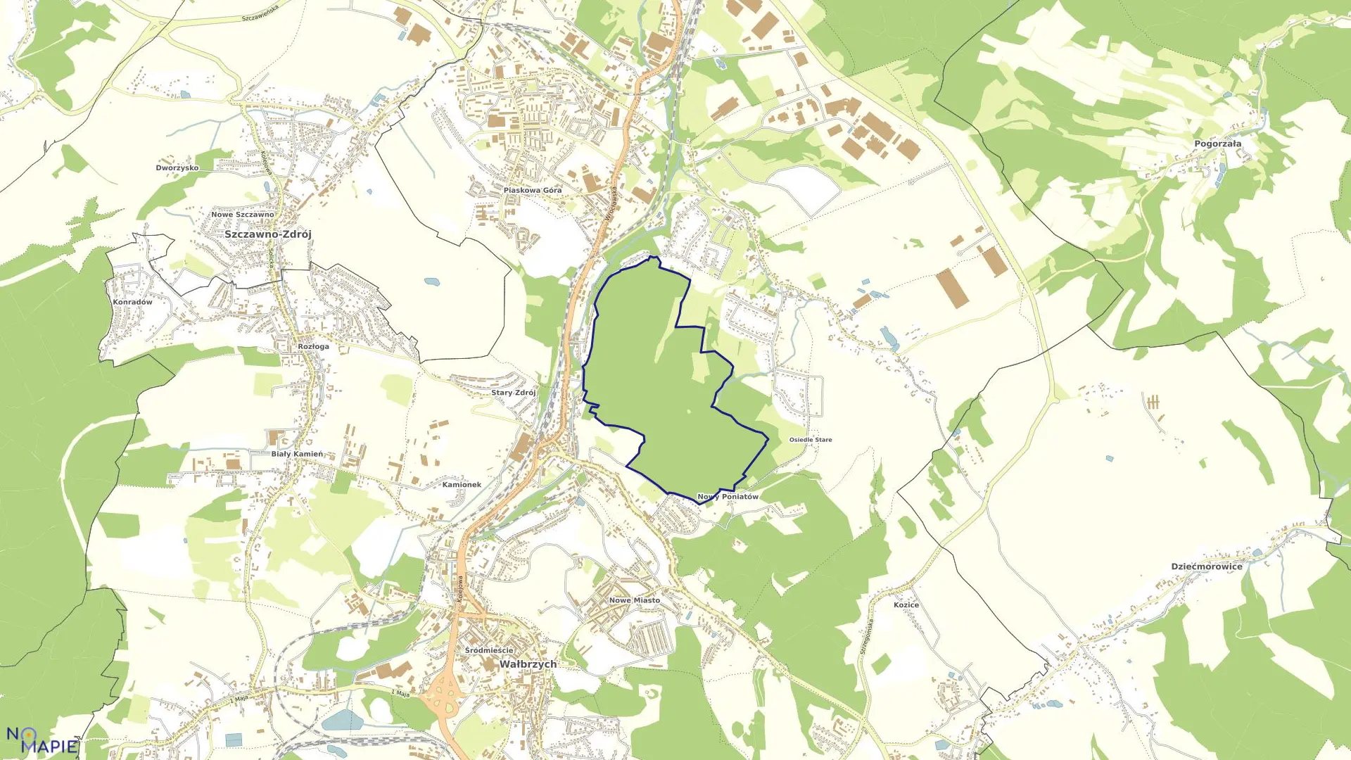 Mapa obrębu PONIATÓW NR 12 w mieście Wałbrzych