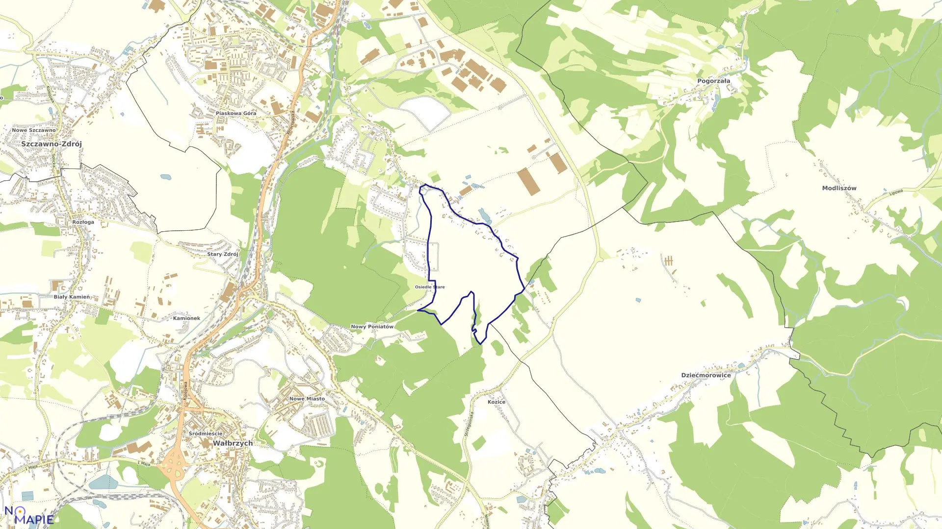 Mapa obrębu PONIATÓW NR 23 w mieście Wałbrzych