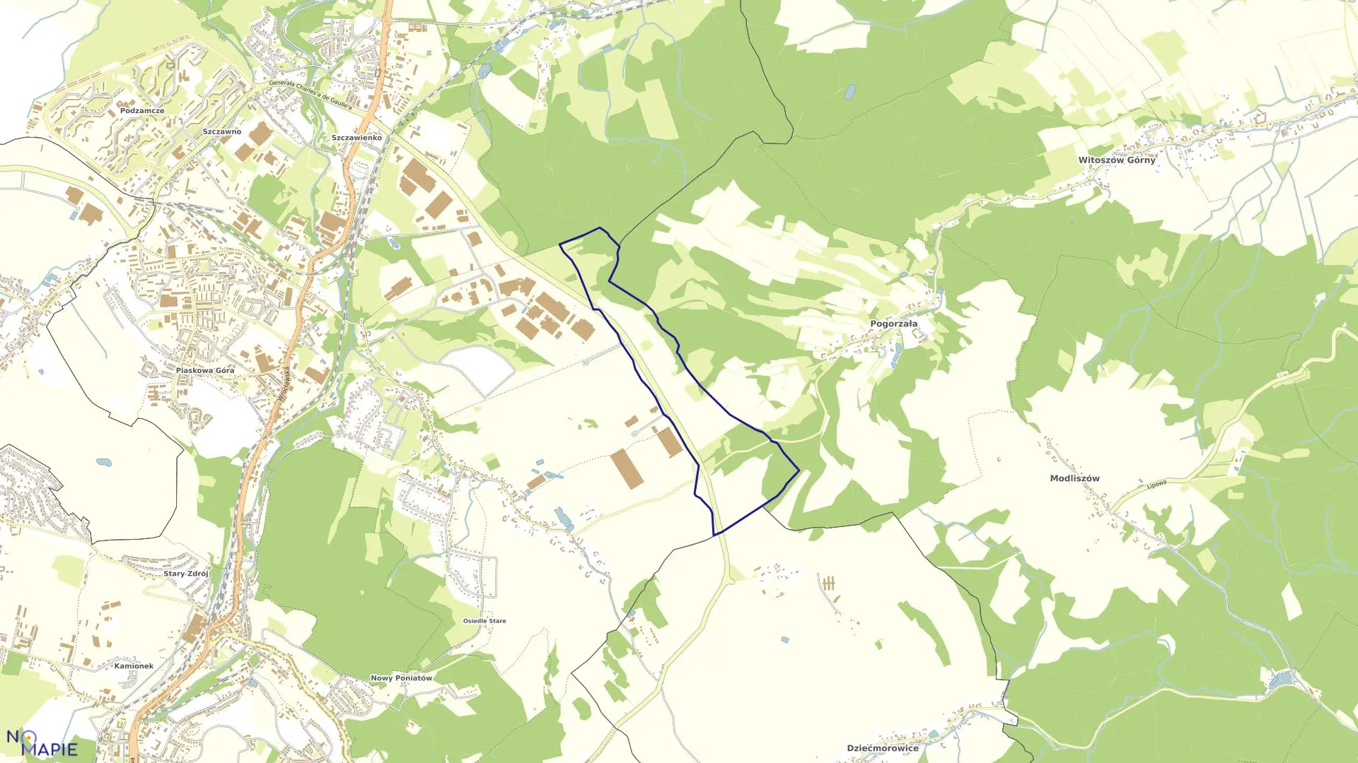 Mapa obrębu PONIATÓW NR 9 w mieście Wałbrzych