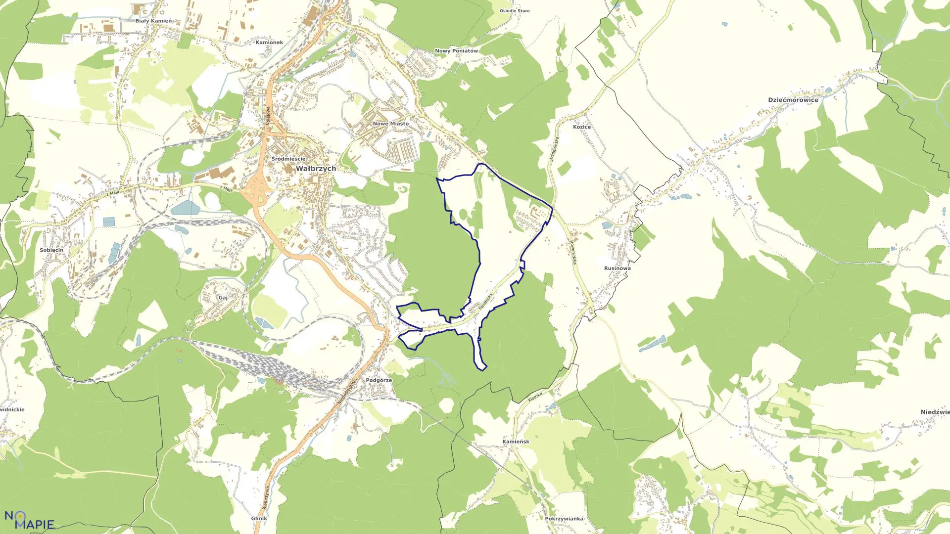 Mapa obrębu RUSINOWA NR 35 w mieście Wałbrzych