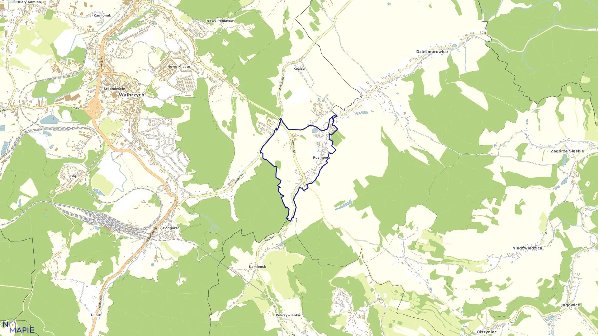 Mapa obrębu RUSINOWA NR 37 w mieście Wałbrzych