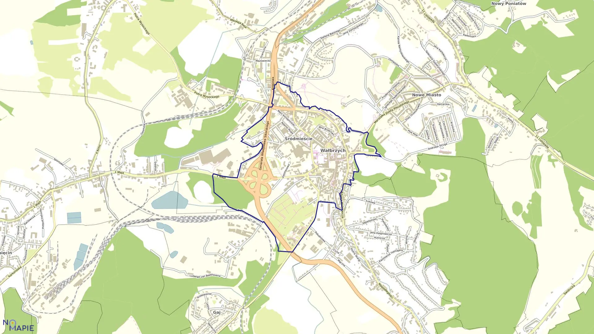 Mapa obrębu ŚRÓDMIEŚCIE NR 27 w mieście Wałbrzych